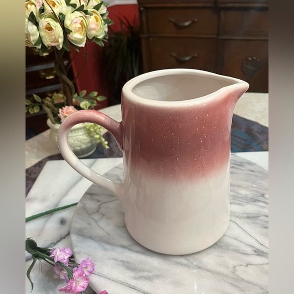 Pink Ceramic Art Pottery 7” Pitcher - Drip Glaze Finish - Picture 3 of 8